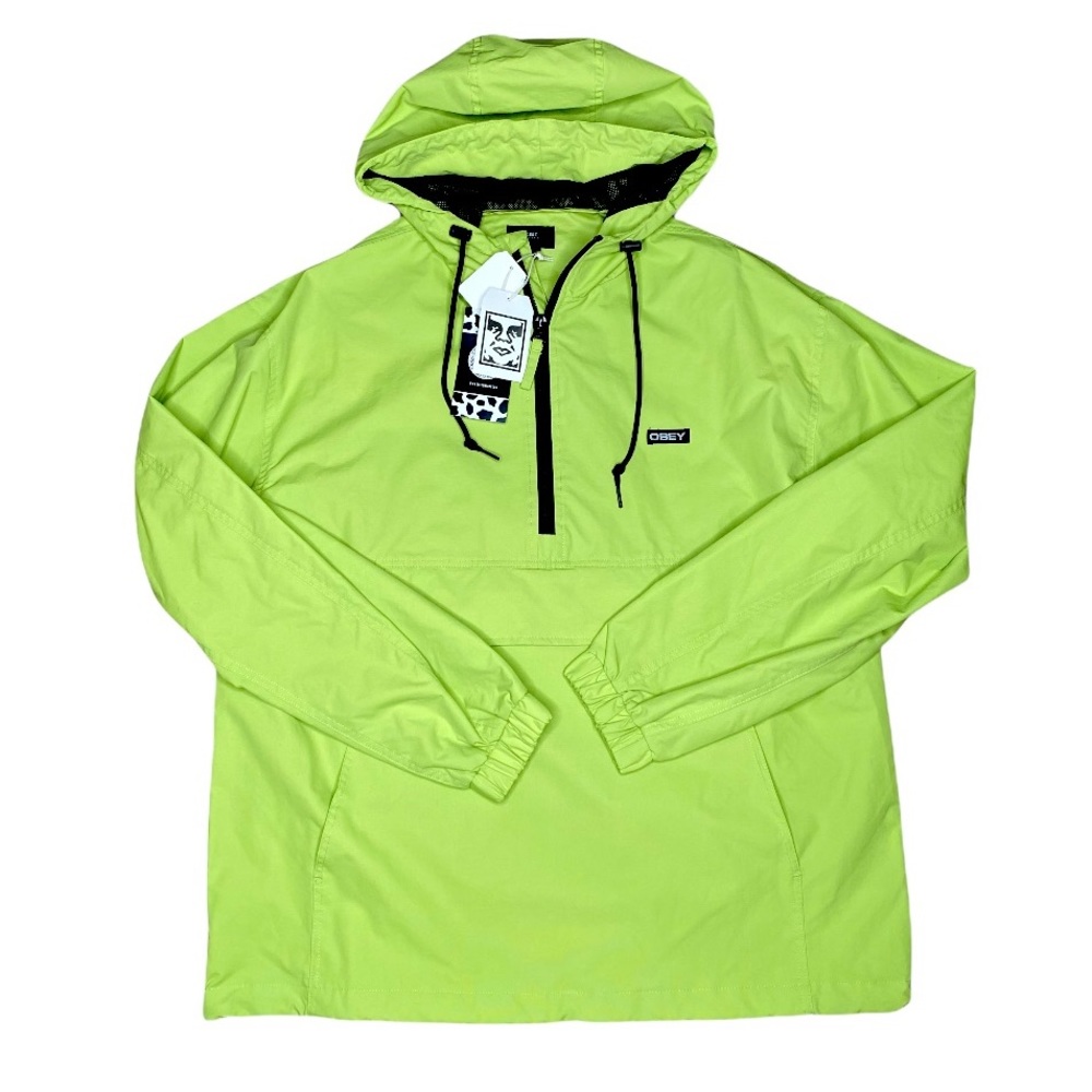 Obey Neon Green Hooded Full Zip Jacket Key Lime